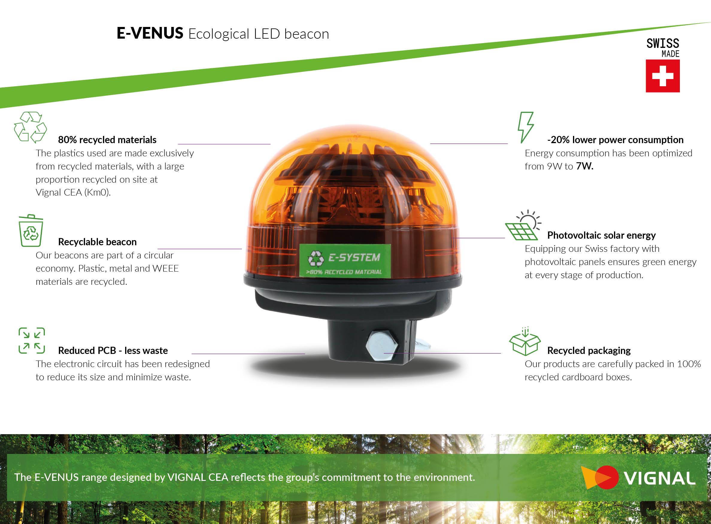 LED ecological beacon rigid pole, amber double flash